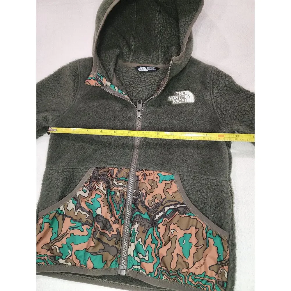 The North Face Kids Size 4 Olive Fleece Hooded Jacket Topo Camo Full Zip